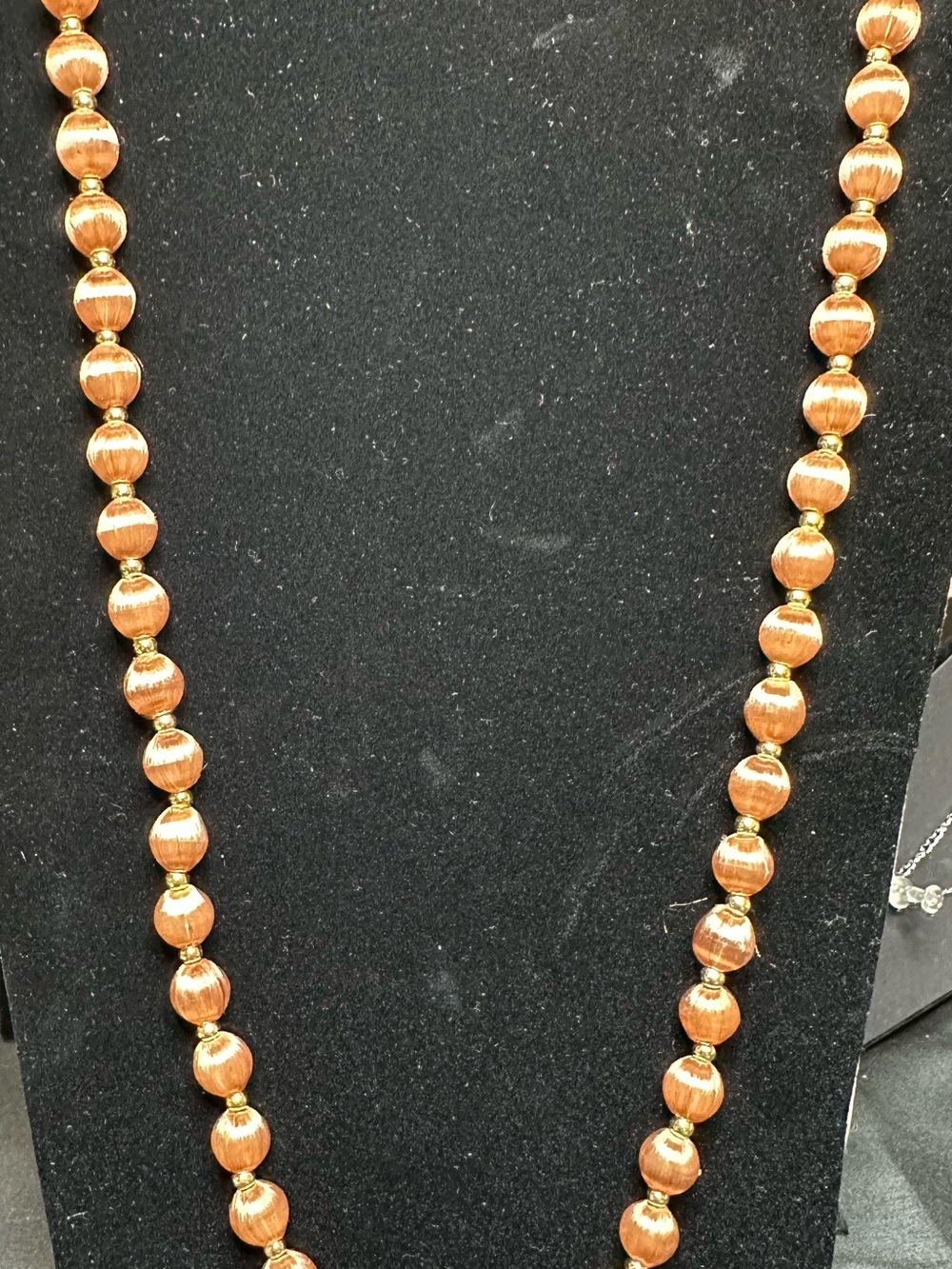 Copper-Tone Beaded Necklace with Gold Accents - Women Jewelry